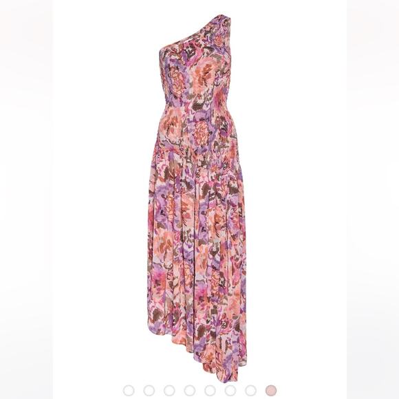misa los angeles lydia one shoulder floral print smoked bodice asymmetric dress - Picture 11 of 11